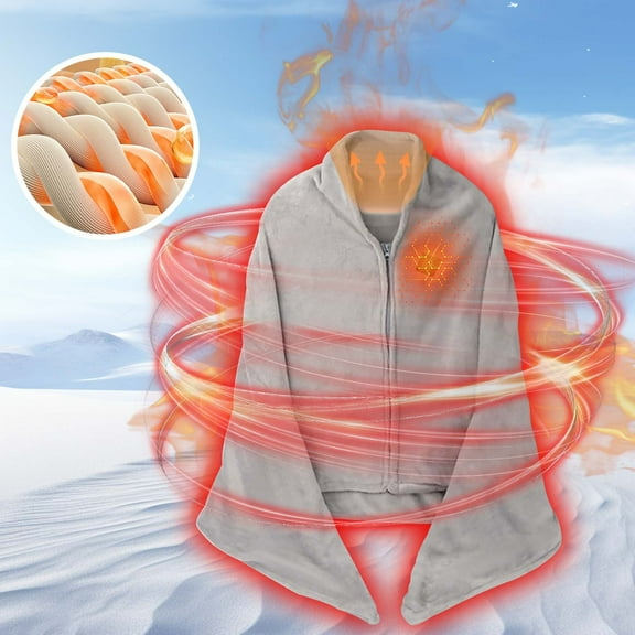 Soft Coral Fleece Electric Shawl,USB Heated Blanket Battery Operated - Portable Electric Blanket Rechargeable Cordless Heating Blanket Throw,Adjustable Temperature for Office,Camping Stadium (Gray)
