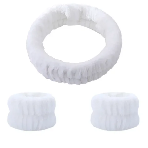 Soft Coral Fleece Headband Women Makeup Wash Face Spa Elastic Hair Band Fashion Female Girls Hair Accessories Wrist Washband