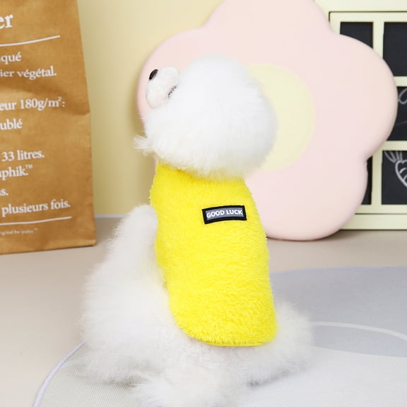 Soft Coral Fleece Pet Clothes Warm Dog Vest Coat Cute Puppy Sweater Cat Apparel For Chihuahua Yorkie Terrier Shih Tzu Pet Outfit,XL,344 Yellow