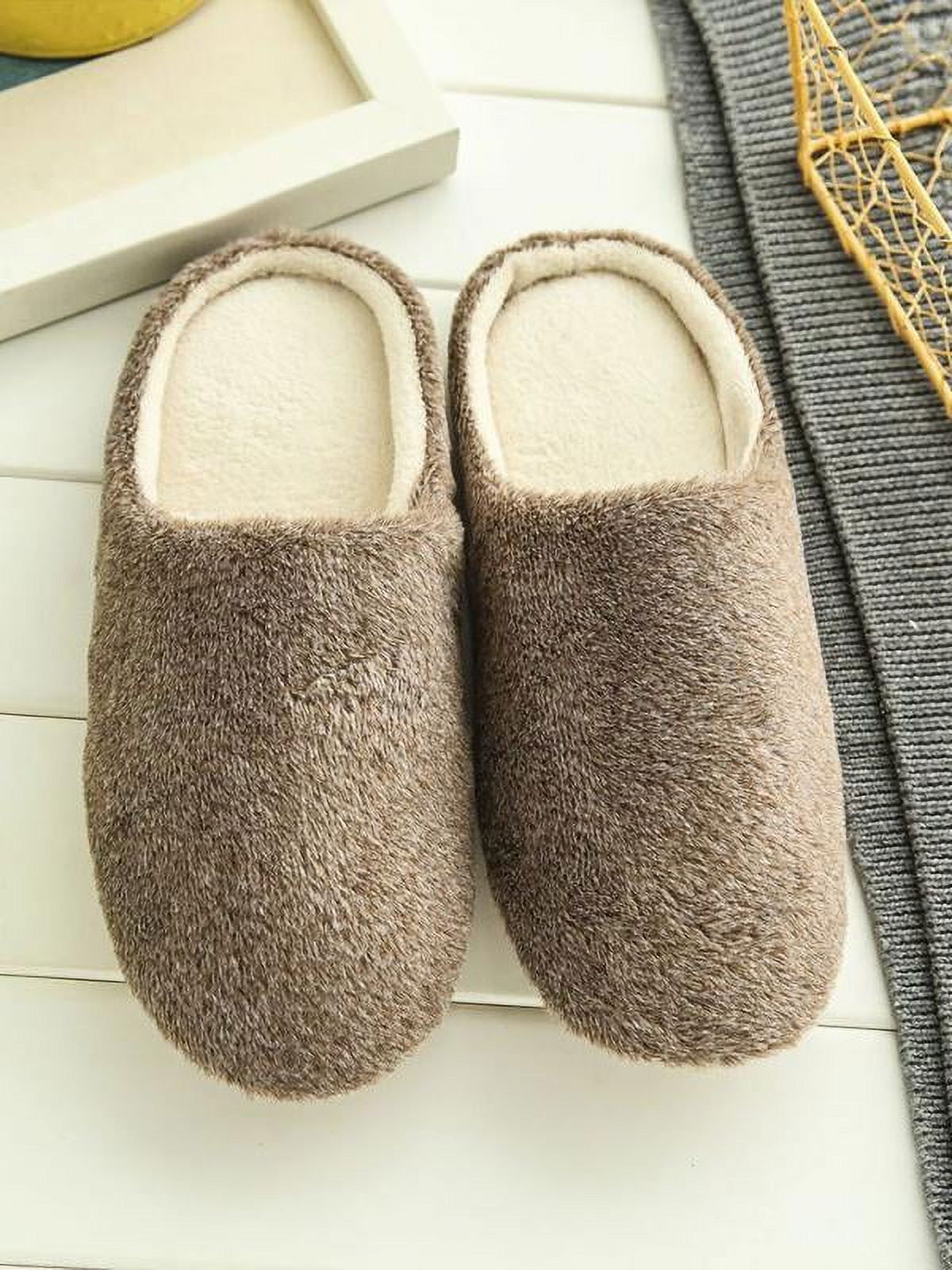 Soft Coral Velvet Bedroom Slippers For Women, Closed Toe Indoor House ...