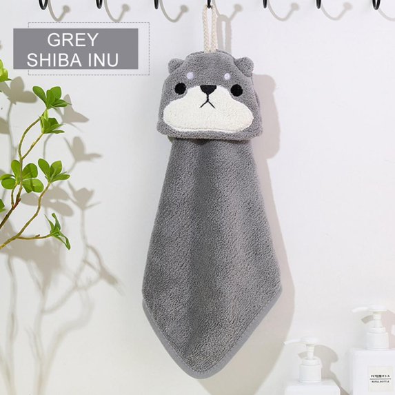 Soft Coral Velvet Hand Towel Super Absorbent Microfiber Hand Towel Cute Animal Design Hanging Bathroom Kitchen Towel Cloth