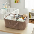 thumbnail image 1 of Soft Corduroy Baby Diaper Caddy for Changing Table, Storage Basket with Dividers Baby Essentials Newborn Essentials Must Haves, Car Organizer for Diapers and Baby Wipes, Baby Shower Gifts, Brown, 1 of 6