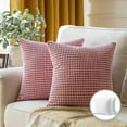thumbnail image 1 of Soft Corduroy Corn Striped Velvet Series Decorative Throw Pillow, 22" x 22", Light Pink, 2 Pack, 1 of 6