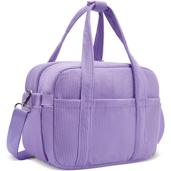 Soft Corduroy Lunch Box for Women,Insulated Lunch Bag with Shoulder Strap Handle Strap,Cute Corduroy Cooler Bags for Work,Picnic
