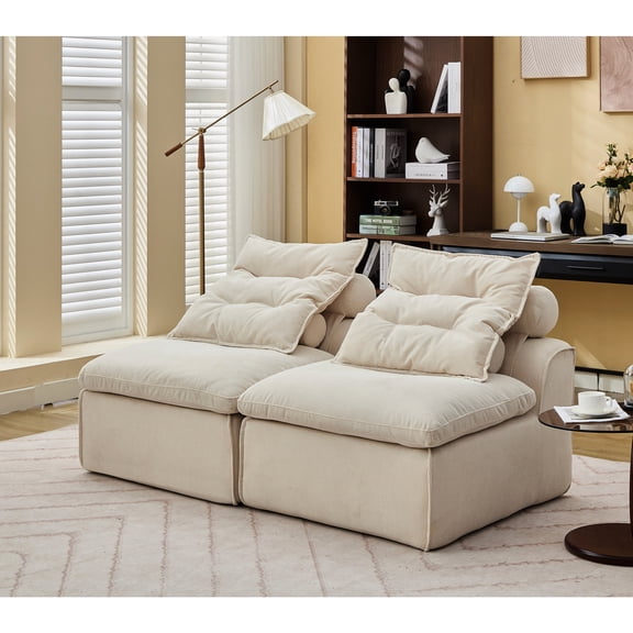 Soft Corduroy Modular Sofa with 2 Seats / Creates Inviting Atmosphere, Supportive Design