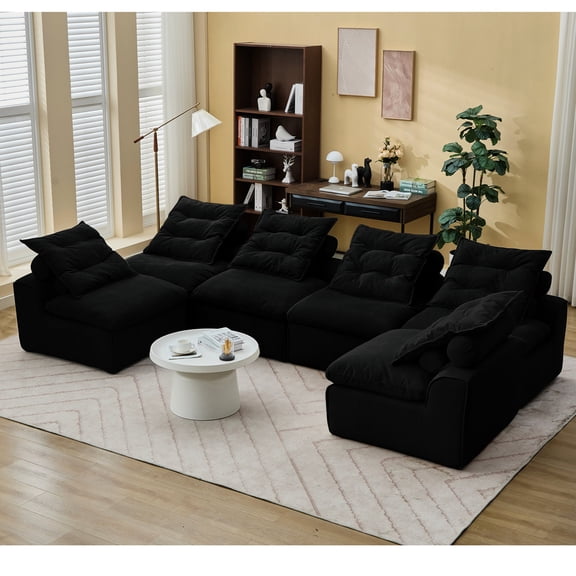 Soft Corduroy Modular Sofa with Supportive Foam / Creates Warm Atmosphere in Apartments