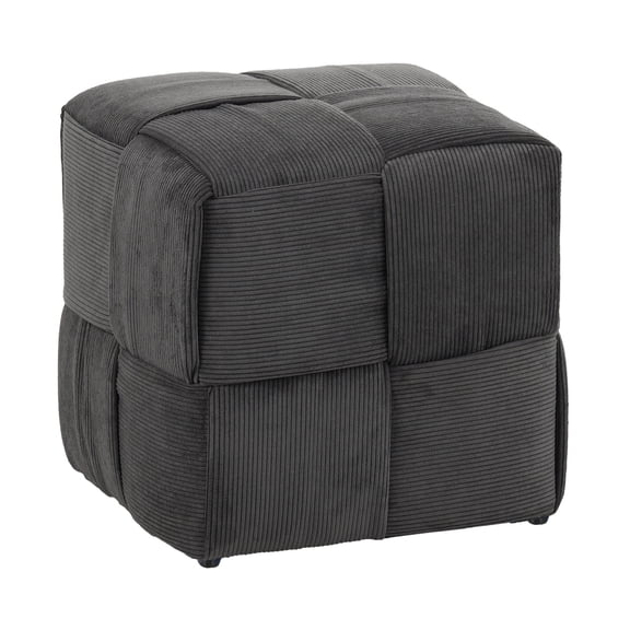 Soft Corduroy Ottoman Foot Rest Stool for Living Room Bedroom Use Comfortable Square Sofa Pouf with Durable Wood Frame Grey