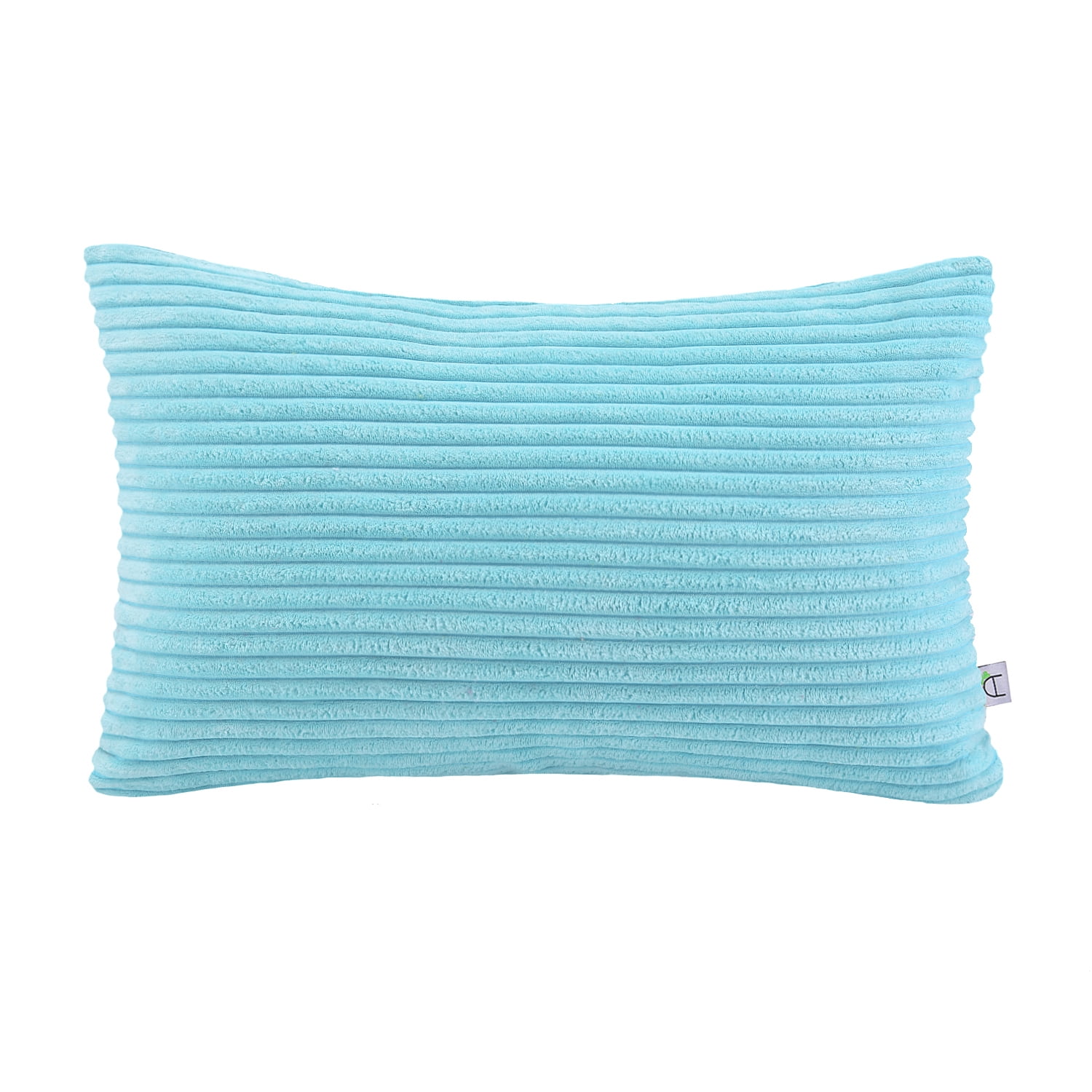 Soft Corduroy Striped Velvet Rectangle Decorative Throw Pillow Cusion For Couch, 12" x 20",Aqua Blue, 1 Pack