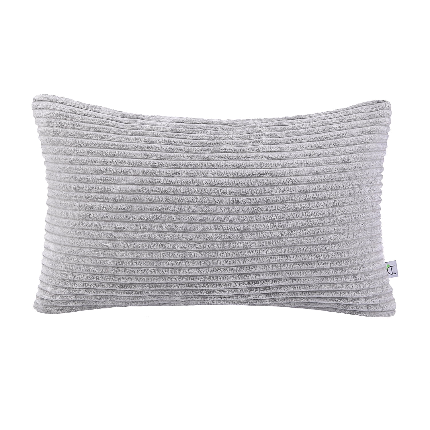 Soft Corduroy Striped Velvet Rectangle Decorative Throw Pillow Cusion For Couch, 12" x 20", Gray, 1 Pack