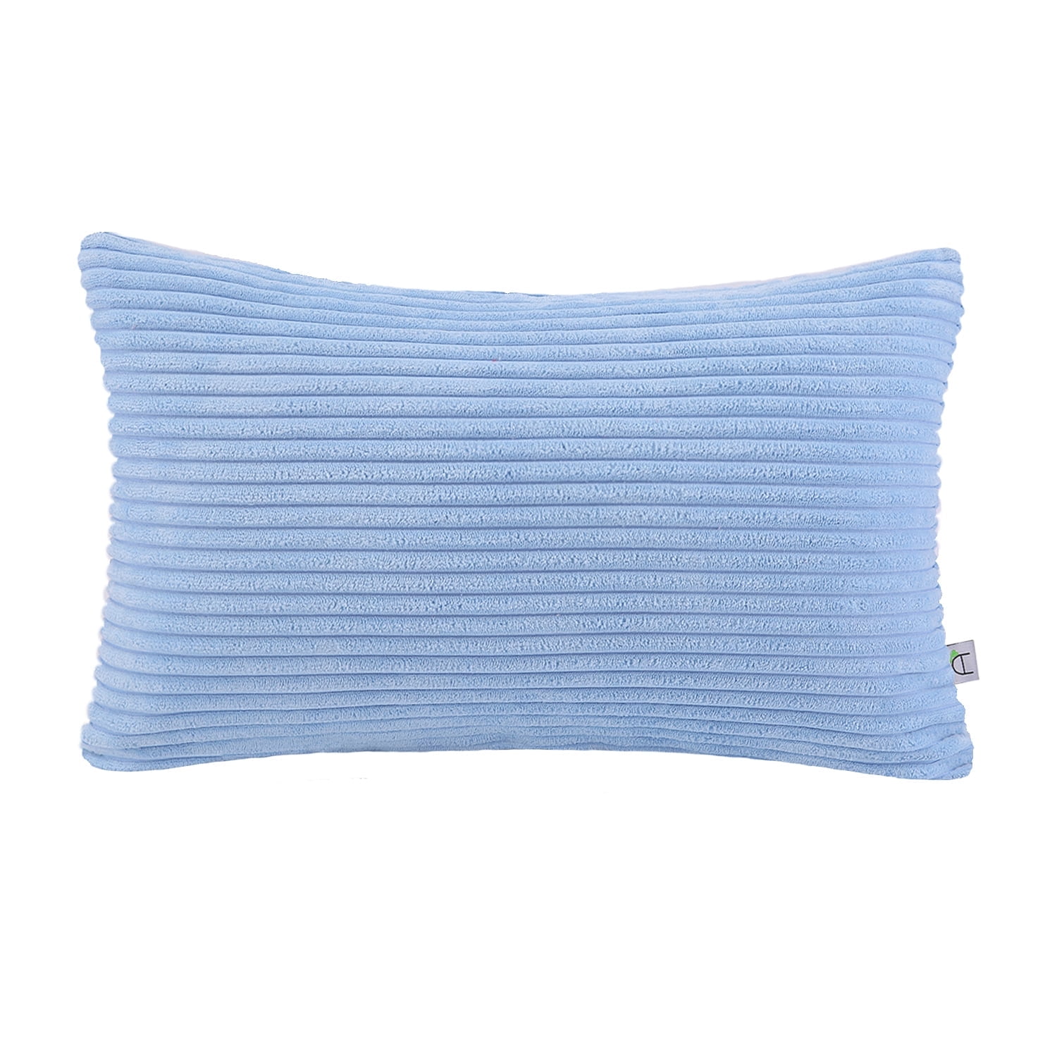 Soft Corduroy Striped Velvet Rectangle Decorative Throw Pillow Cusion For Couch, 12" x 20", Light Blue, 1 Pack