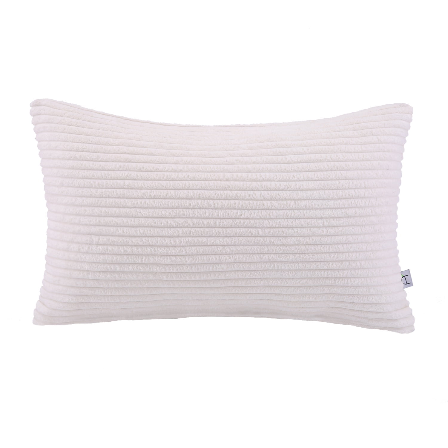 Soft Corduroy Striped Velvet Rectangle Decorative Throw Pillow Cusion For Couch, 12" x 20", Off White, 1 Pack