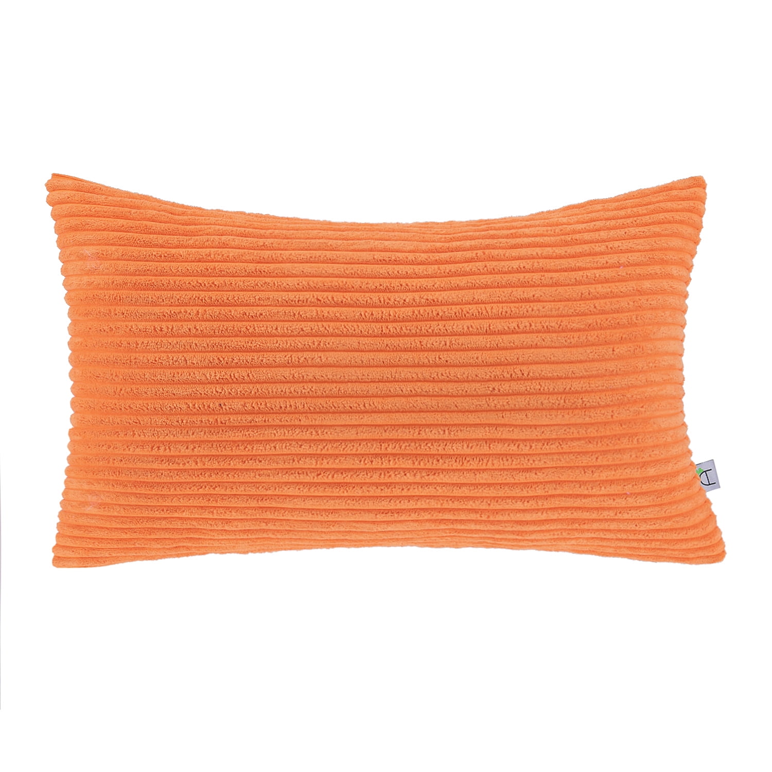 Soft Corduroy Striped Velvet Rectangle Decorative Throw Pillow Cusion For Couch, 12" x 20", Orange, 1 Pack