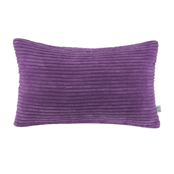 Soft Corduroy Striped Velvet Rectangle Decorative Throw Pillow Cusion For Couch, 12" x 20", Purple, 1 Pack