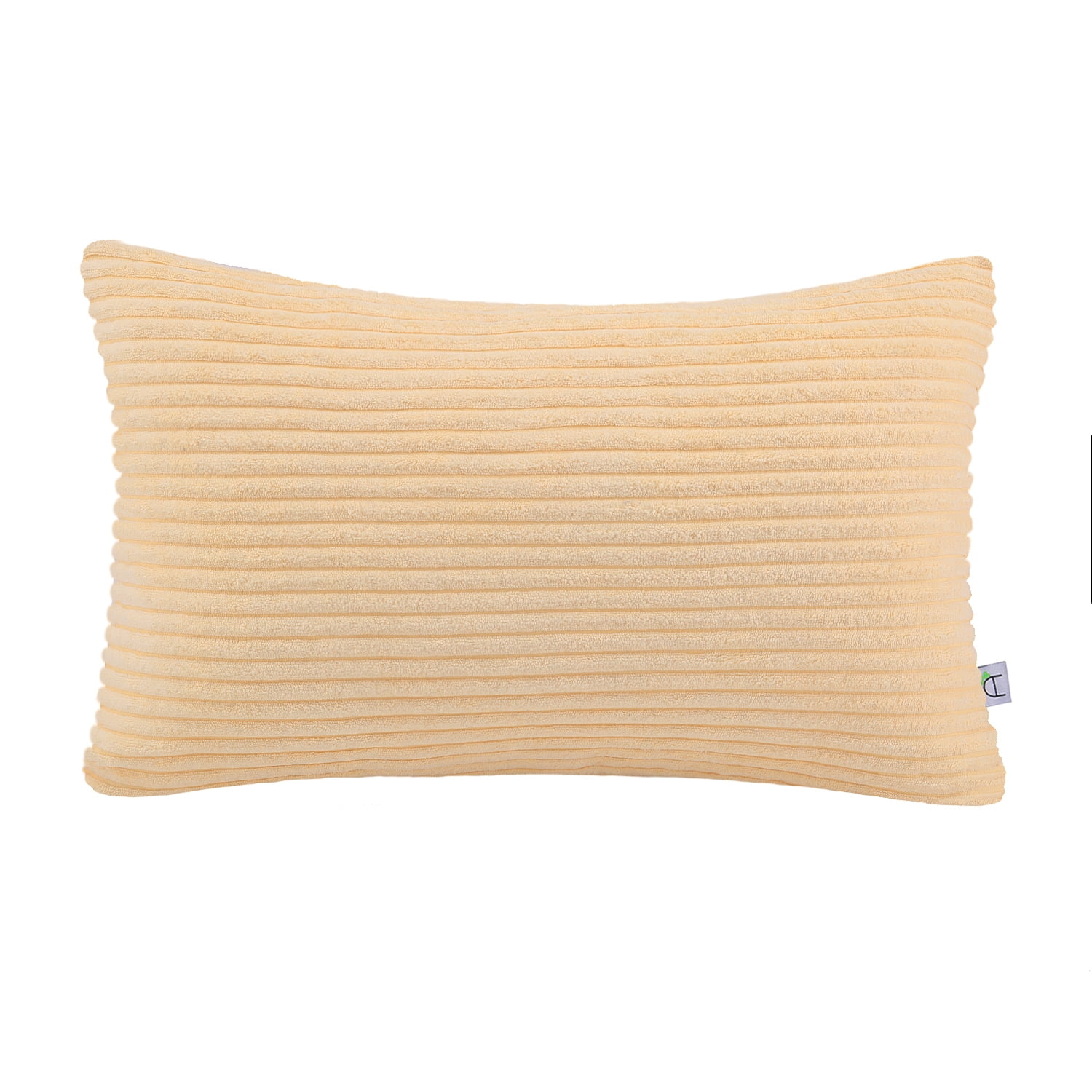 Soft Corduroy Striped Velvet Rectangle Decorative Throw Pillow Cusion For Couch, 12" x 20", Soft Orange, 1 Pack
