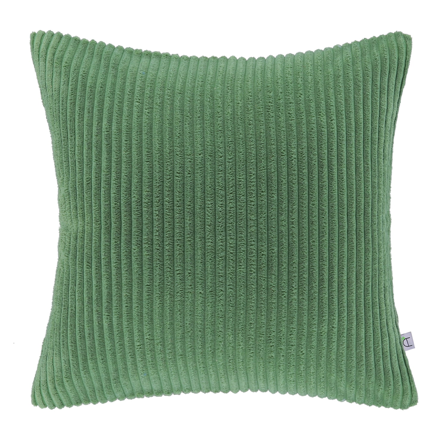 Soft Corduroy Striped Velvet Square Decorative Throw Pillow Cusion For Couch, 18" x 18", Green, 1 Pack