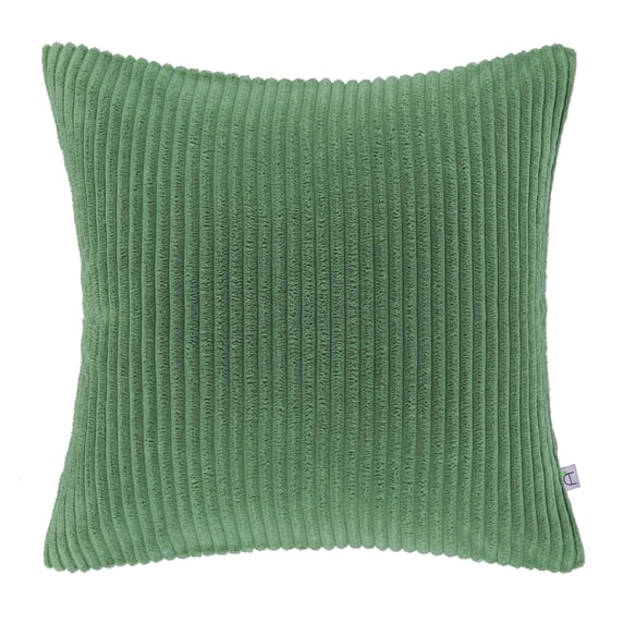 Soft Corduroy Striped Velvet Square Decorative Throw Pillow Cusion For Couch, 18" x 18", Green, 1 Pack