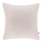 Soft Corduroy Striped Velvet Square Decorative Throw Pillow Cusion For Couch, 18 x 18, Off White, 1 Pack