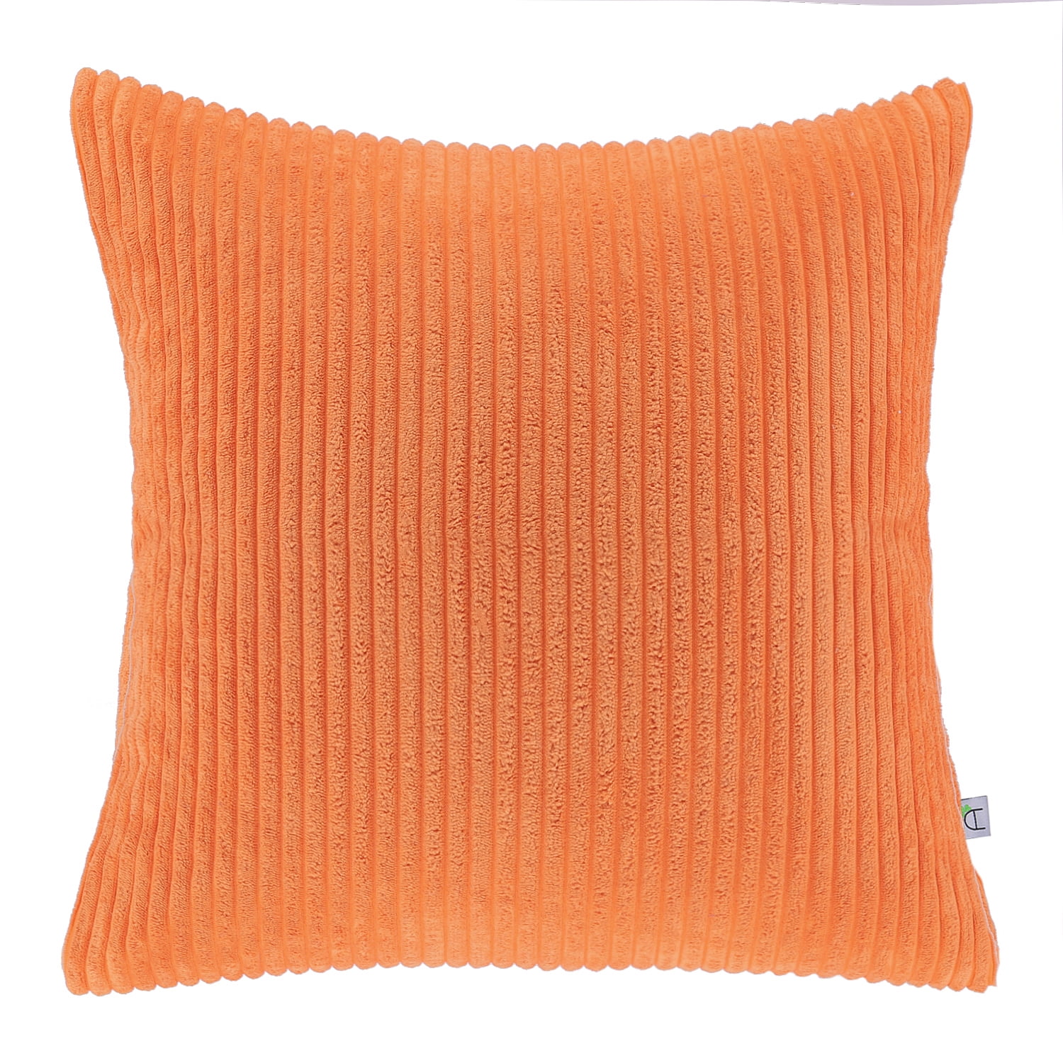 Soft Corduroy Striped Velvet Square Decorative Throw Pillow Cusion For Couch, 18" x 18", Orange, 1 Pack