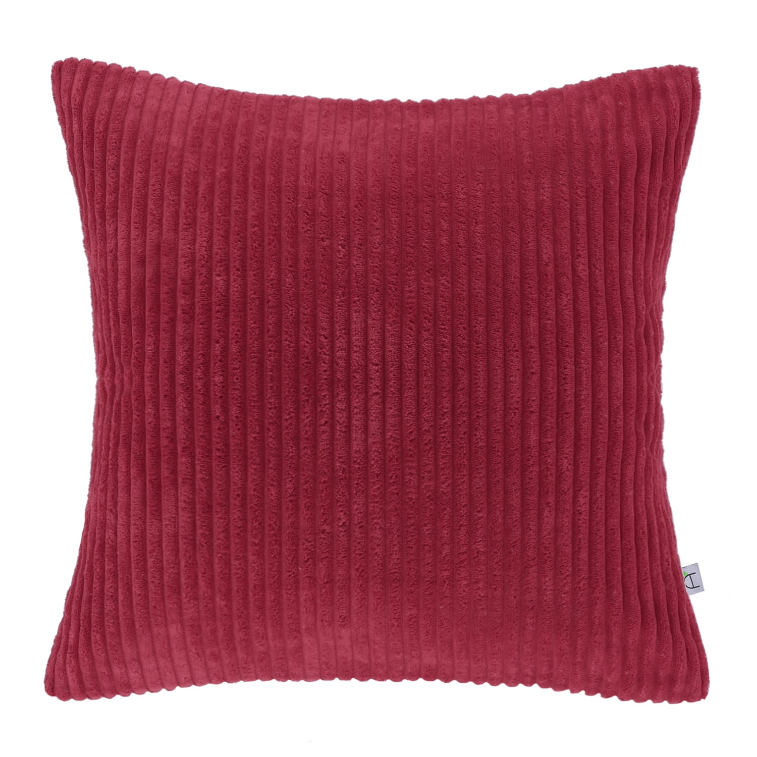 Soft Corduroy Striped Velvet Square Decorative Throw Pillow Cusion For Couch, 18" x 18", Red, 1 Pack