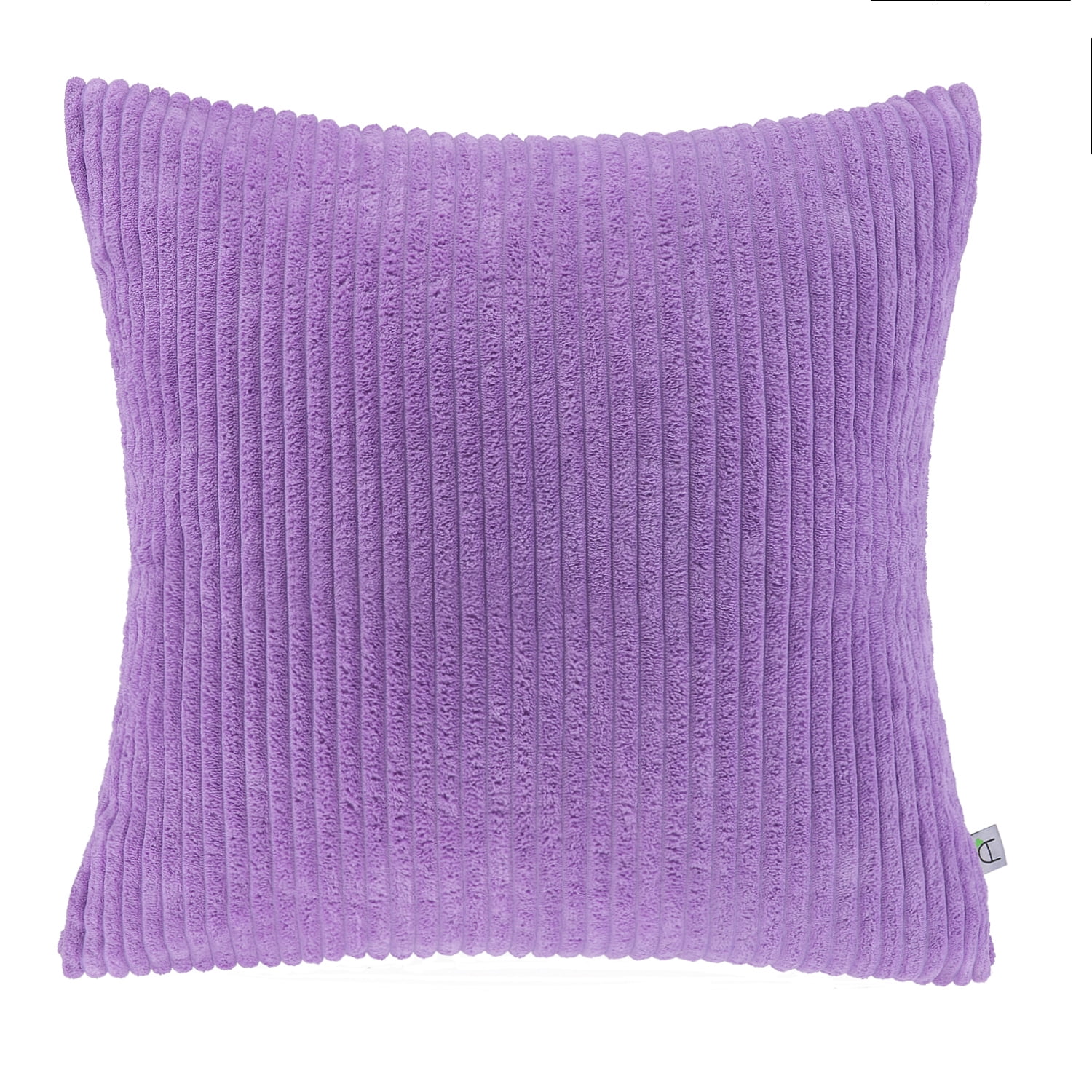 Soft Corduroy Striped Velvet Square Decorative Throw Pillow Cusion For Couch, 18" x 18", Violet Purple, 1 Pack