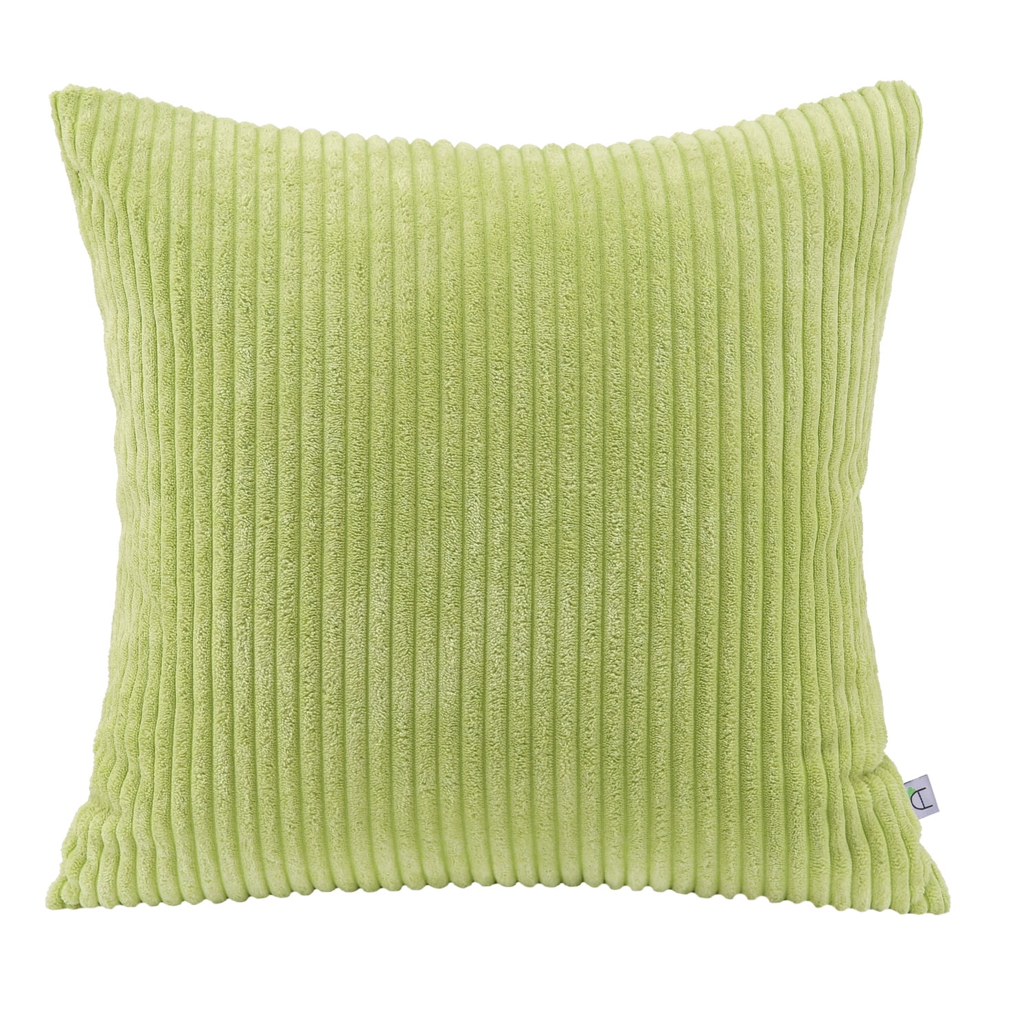 Soft Corduroy Striped Velvet Square Decorative Throw Pillow Cusion For Couch, 18" x 18", Water Green, 1 Pack