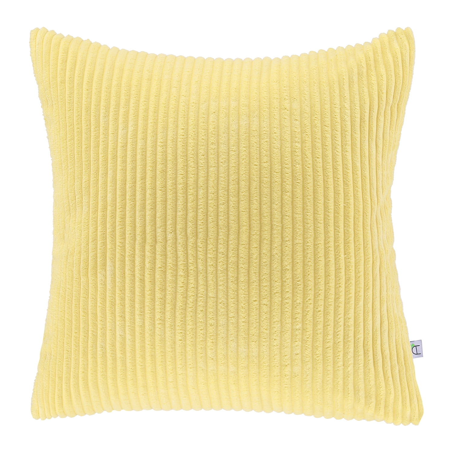 Soft Corduroy Striped Velvet Square Decorative Throw Pillow Cusion For Couch, 18" x 18", Yellow, 1 Pack