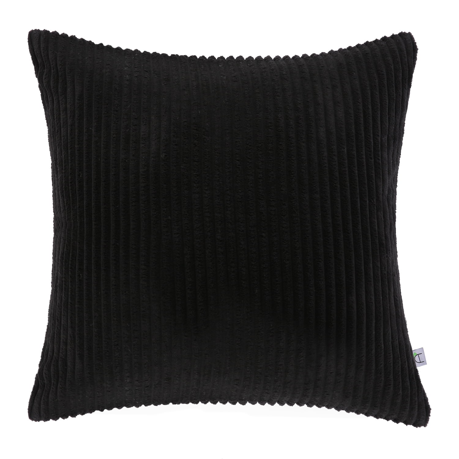 Soft Corduroy Striped Velvet Square Decorative Throw Pillow Cusion For Couch, 20" x 20", Black, 1 Pack
