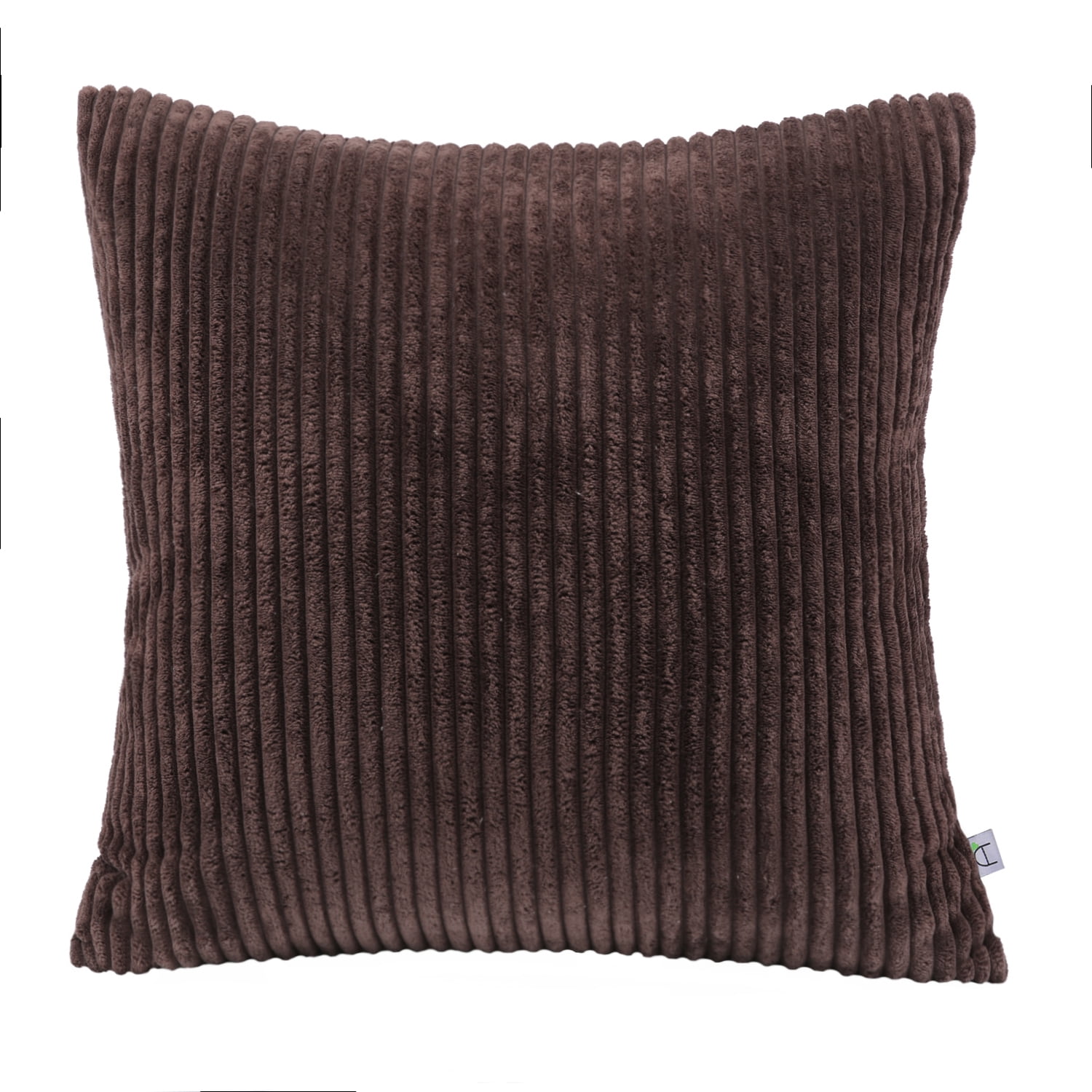 Soft Corduroy Striped Velvet Square Decorative Throw Pillow Cusion For Couch, 20" x 20", Coffee, 1 Pack