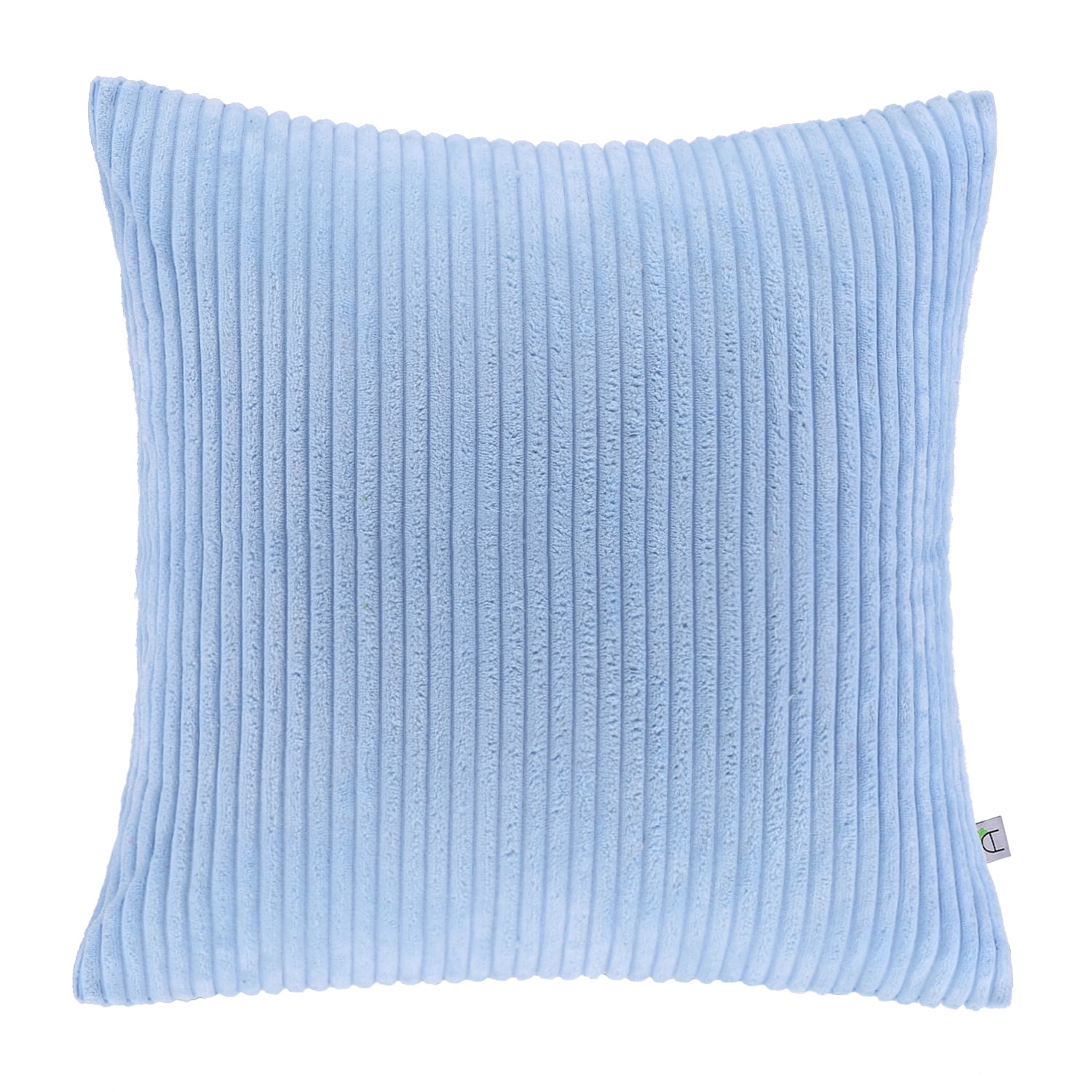 Soft Corduroy Striped Velvet Square Decorative Throw Pillow Cusion For Couch, 20" x 20", Light Blue, 1 Pack