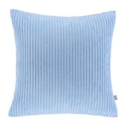 Soft Corduroy Striped Velvet Square Decorative Throw Pillow Cusion For Couch, 20" x 20", Light Blue, 1 Pack