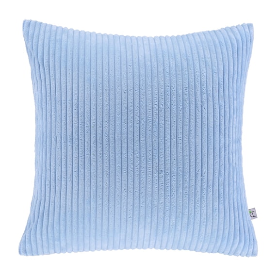 Soft Corduroy Striped Velvet Square Decorative Throw Pillow Cusion For Couch, 20" x 20", Light Blue, 1 Pack