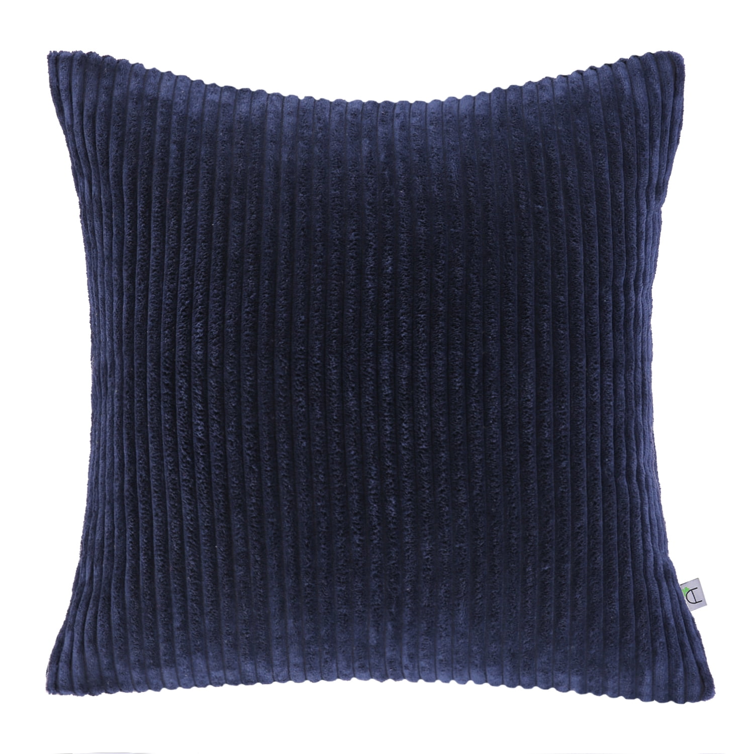 Soft Corduroy Striped Velvet Square Decorative Throw Pillow Cusion For Couch, 22" x 22", Navy Blue, 1 Pack