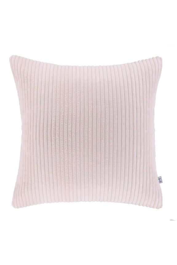 Soft Corduroy Striped Velvet Square Decorative Throw Pillow Cusion For Couch, 22" x 22", Off White, 1 Pack