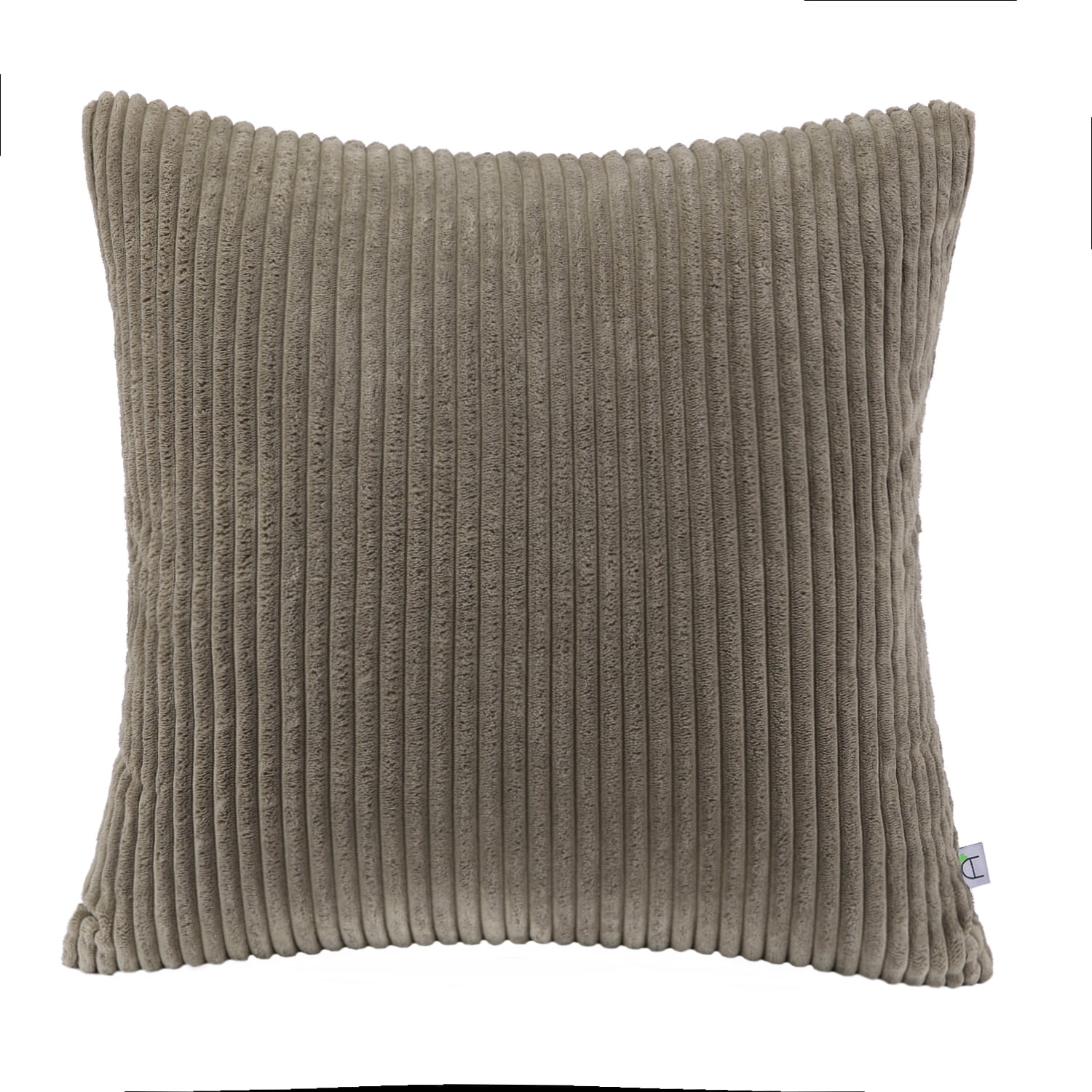 Soft Corduroy Striped Velvet Square Decorative Throw Pillow Cusion For Couch, 22" x 22", Olive Green, 1 Pack