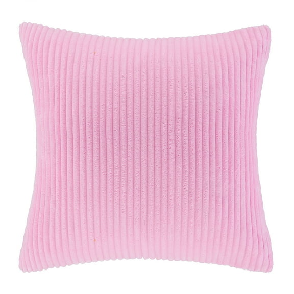 Soft Corduroy Striped Velvet Square Decorative Throw Pillow Cusion For Couch, 22" x 22", Pink, 1 Pack