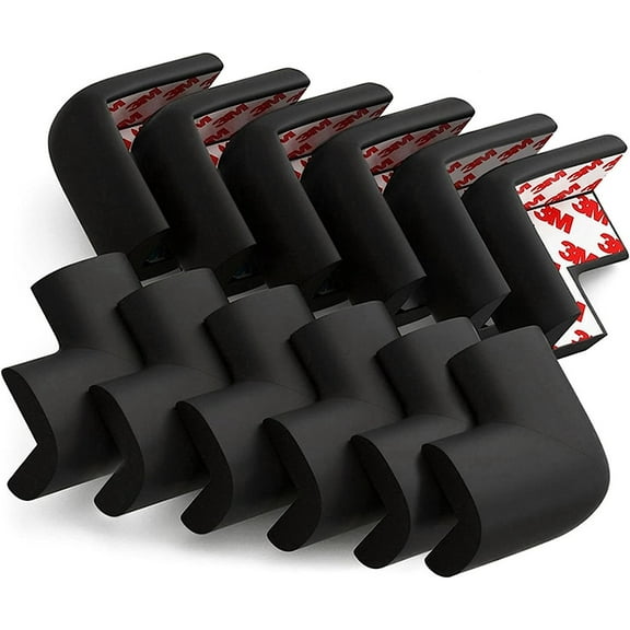 Soft Corner Protector, Baby Safety Cushion, Corner Bumpers for Furniture, Corner Proofing for Baby, Corner Cushion, Table Edge Protector, Baby Proofing Edge, Corner Guards, 12 Pack, Black