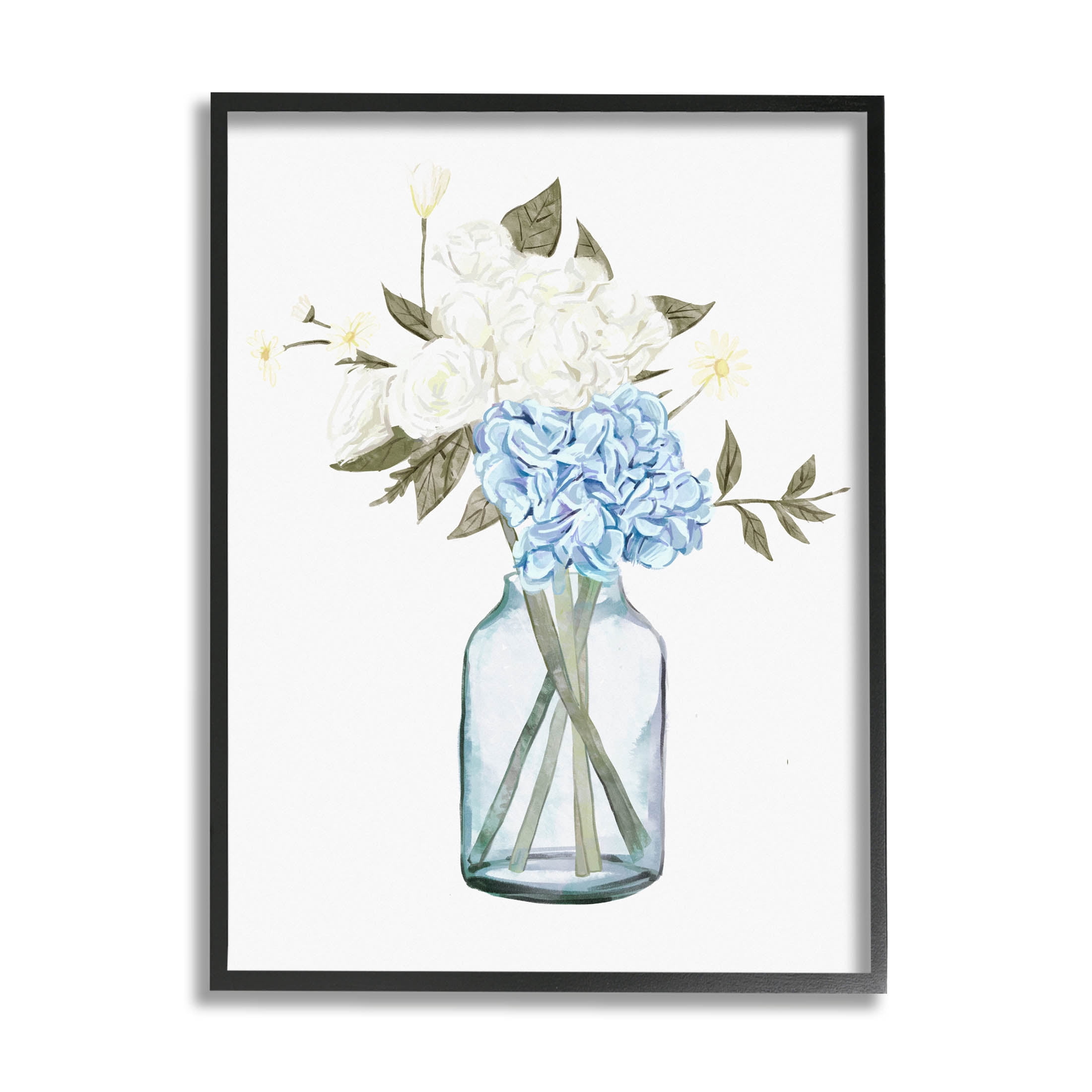 Soft Cottage Flower Arrangement Botanical & Floral Graphic Art Black Framed Art Print Wall Art
