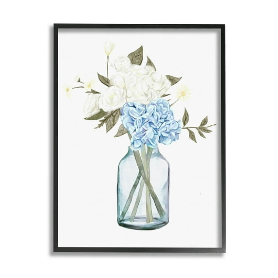 Soft Cottage Flower Arrangement Botanical & Floral Graphic Art Black Framed Art Print Wall Art