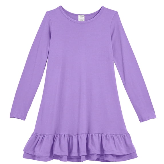 Soft Cotton A-Line Ruffle Hem Dress