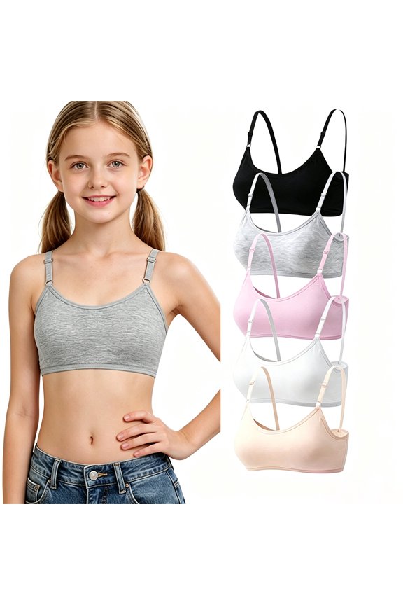 Soft Cotton Athletic Training Bras for Teenagers Girls 10 to 16 Wireless Thin Padding, Adjustable Straps Breathable All Day Comfort Puberty PE Class Undergarment
