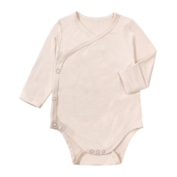 Soft Cotton Baby Romper Bodysuit - Long Sleeve Side Snap Outfits for Boys & Girls, Cute Neutral Solid Color Babys Clothes,Size:18-24 Months
