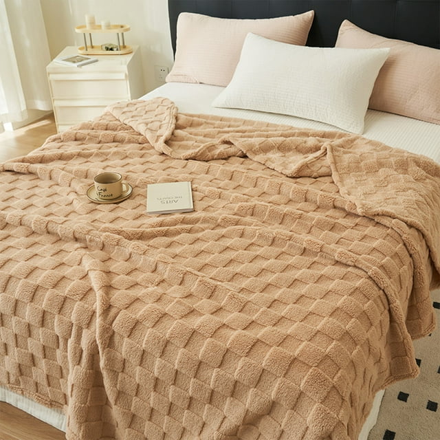 Soft Cotton Bed Blanket,Thermal Throw Blankets for All Season Lightweight Blanket with Weave Pattern Blanket 59x39inch