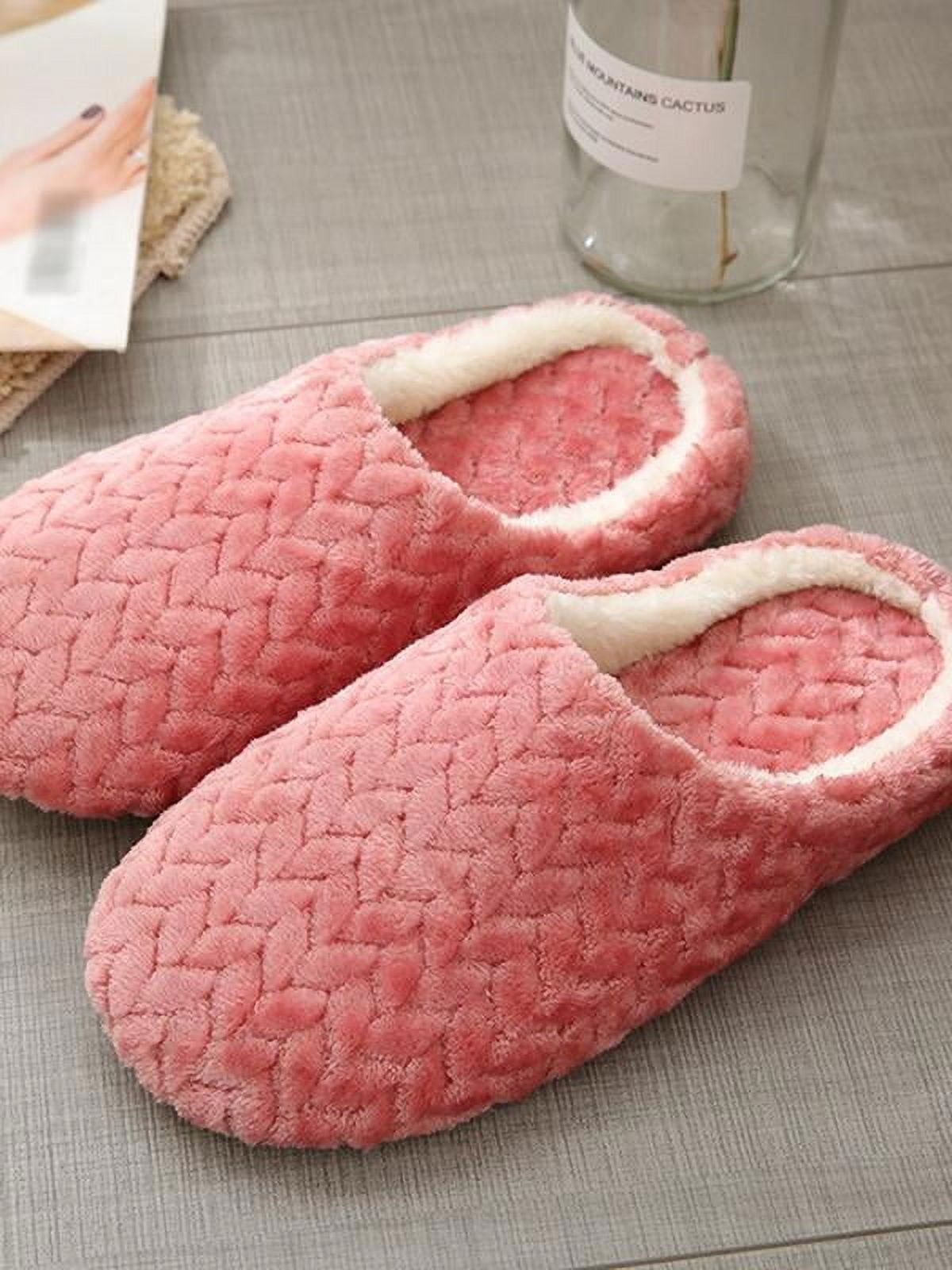 Soft Cotton Bedroom Slippers For Women, Closed Toe Indoor House