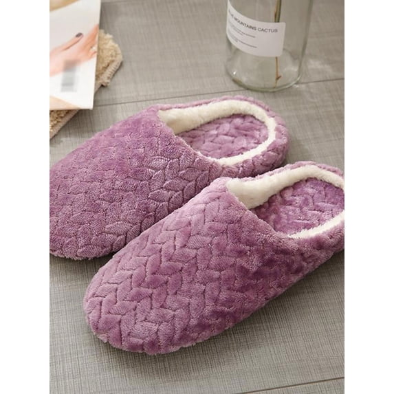 Soft Cotton Bedroom Slippers For Women, Closed Toe Indoor House Slippers with Non-Slip Sole