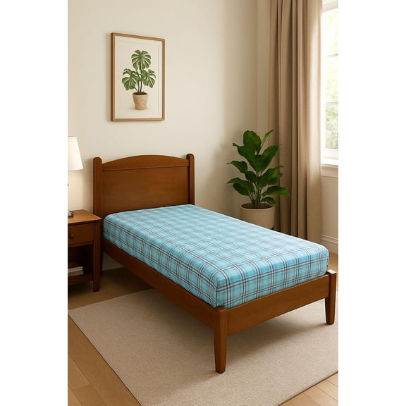 Soft Cotton Bedsheet For Single Bed - 60 X 90 Inches, Sky Blue | 400 Thread Count Soft, Durable & Long Lasting - Do Not Bleach Or Tumble Dry