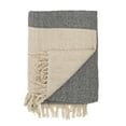 thumbnail image 1 of Soft Cotton Blend Knit Throw with Fringe, Grey and Cream, 1 of 5