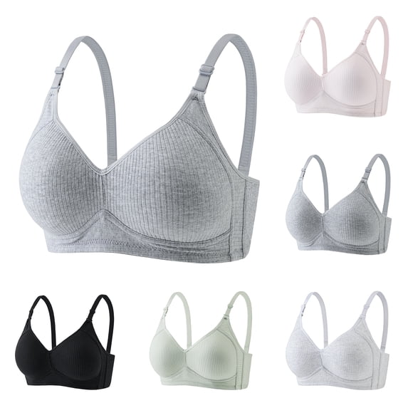 Soft Cotton Blend Wireless Bra Minimal Simple Style Adjustable Straps Light Support Breathable Everyday Bra Pink