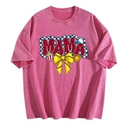 Soft Cotton Classic T-Shirt - ComfortableRetro Chic MAMA Text Pink Berry Sweet Design Womens Fashion T Shirt
