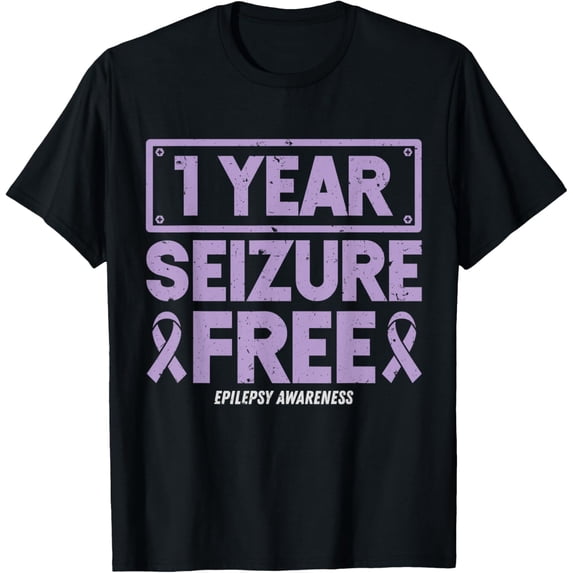 Soft Cotton - Epilepsy Awareness 1 Year Seizure Free Ribbon T-Shirt