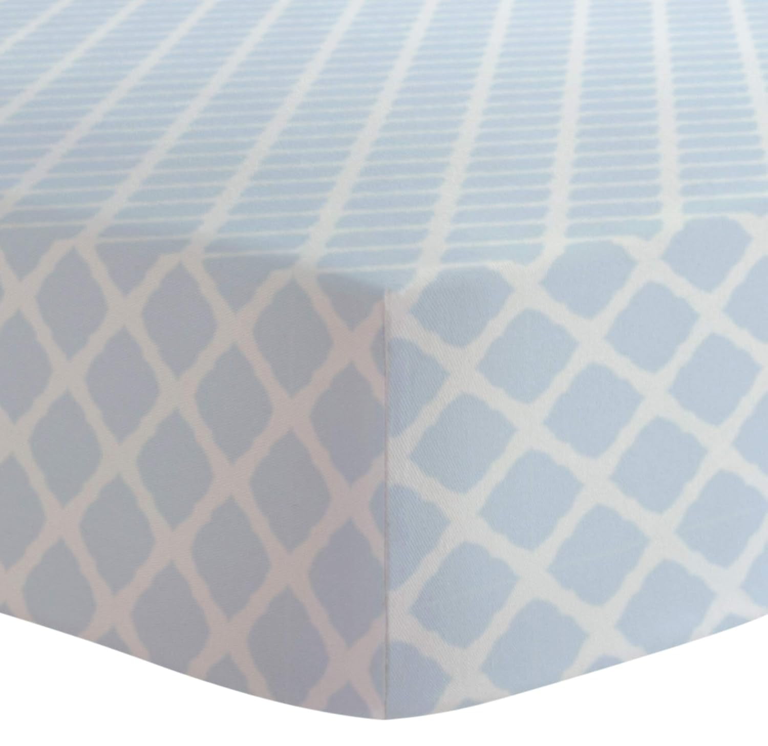 Soft Cotton Flannel Crib Sheet, Made in Canada, Blue Lattice